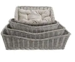 Basket Wicker With Cushion Be Nordic 50X37cm Grey Dog Bed